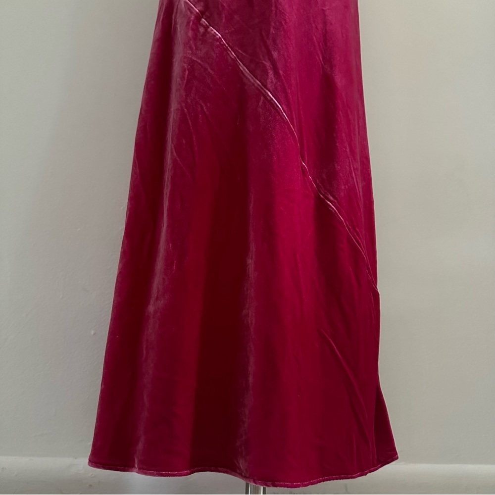 NEW Banana Republic Rita Maxi Velvet Dress XS Bright Berry - Picture 4 of 11